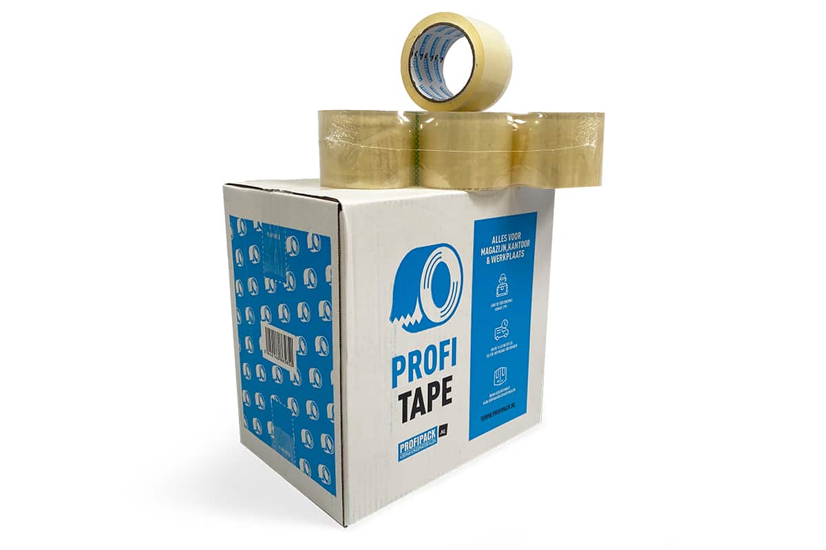 PP acryl tape transparant - 75mm x 66m
