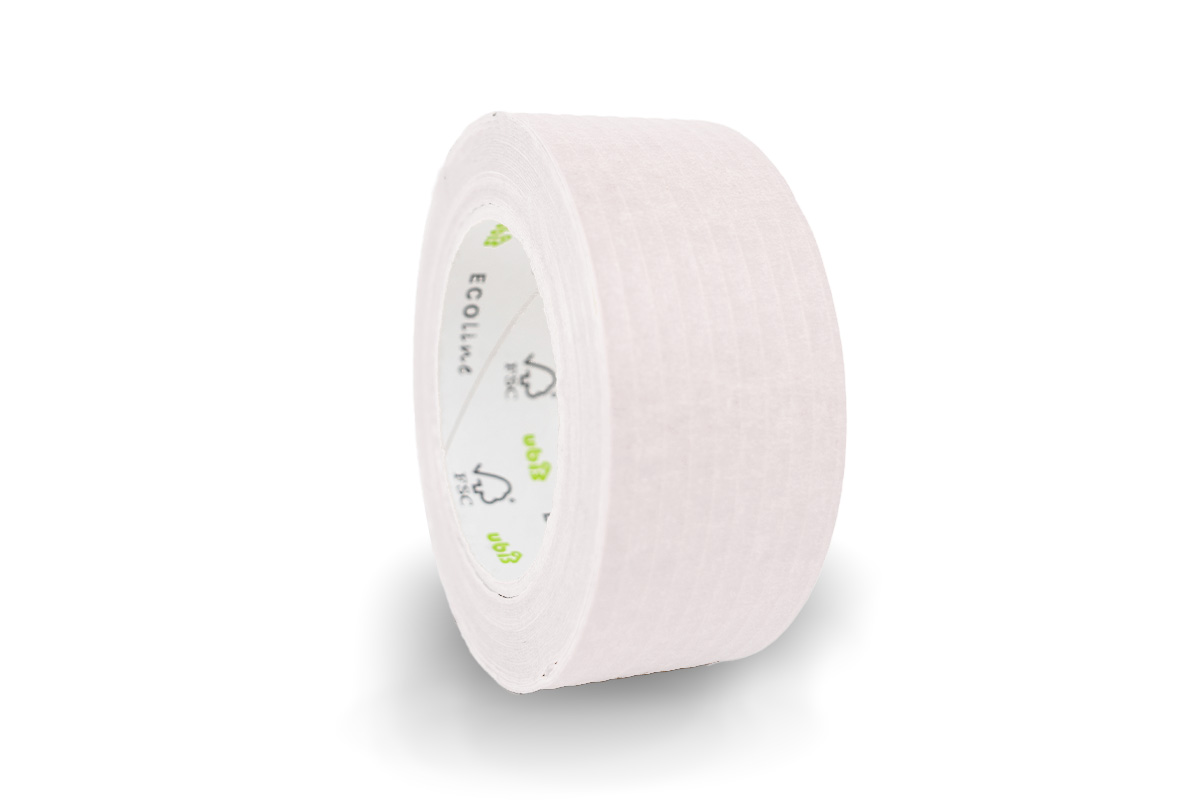 Papieren tape versterkt wit - 50mm x 50m (9 draad versterkt)