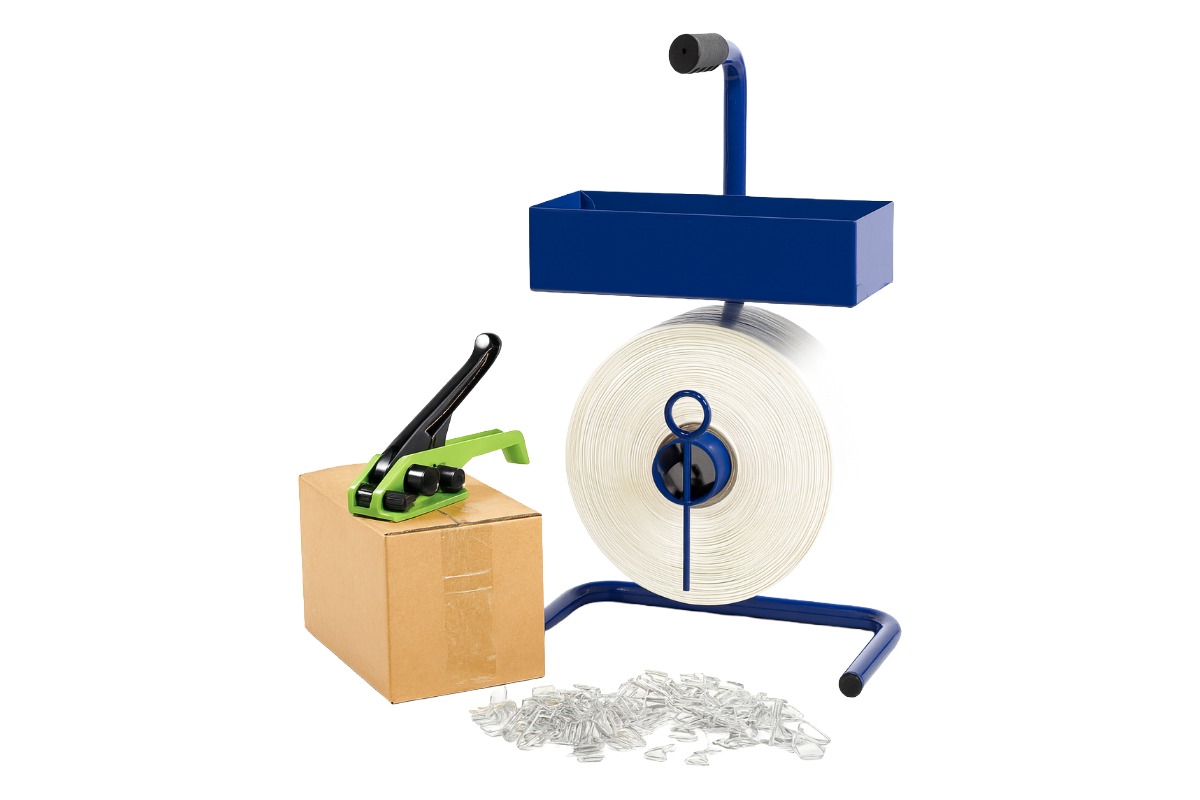 Polyesterband haspel draagbaar blauw Polyesterband haspel draagbaar blauw