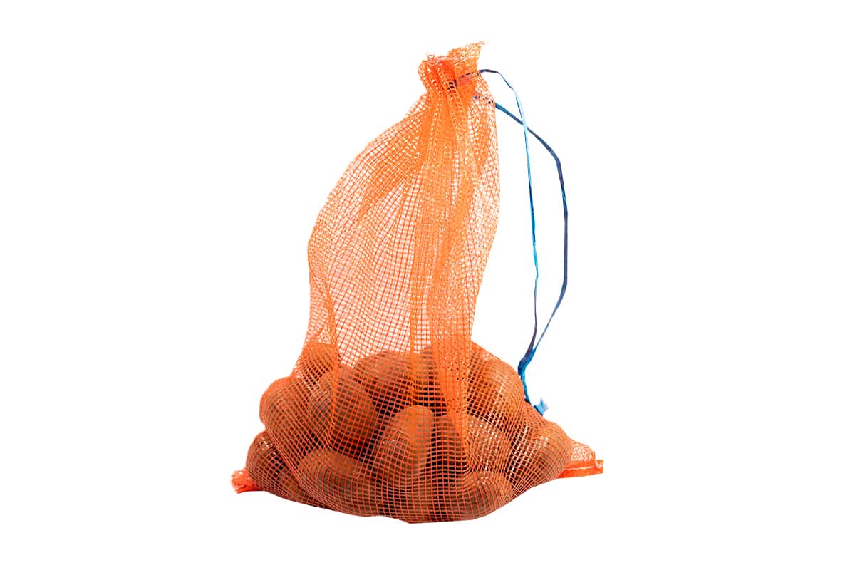 Netzakken geweven oranje met koord - 45 x 63cm