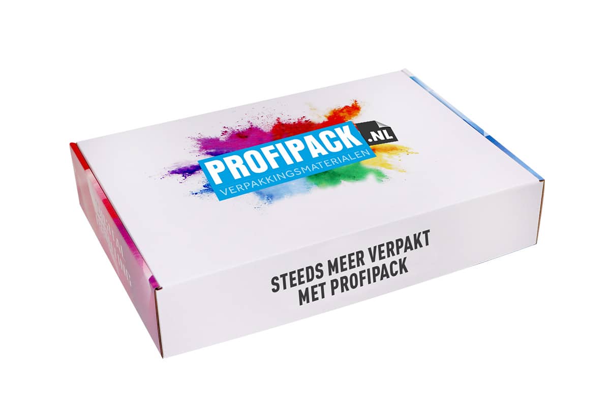 Postdoos wit/bruin met digitale print - 350 x 250 x 70mm | Profipack