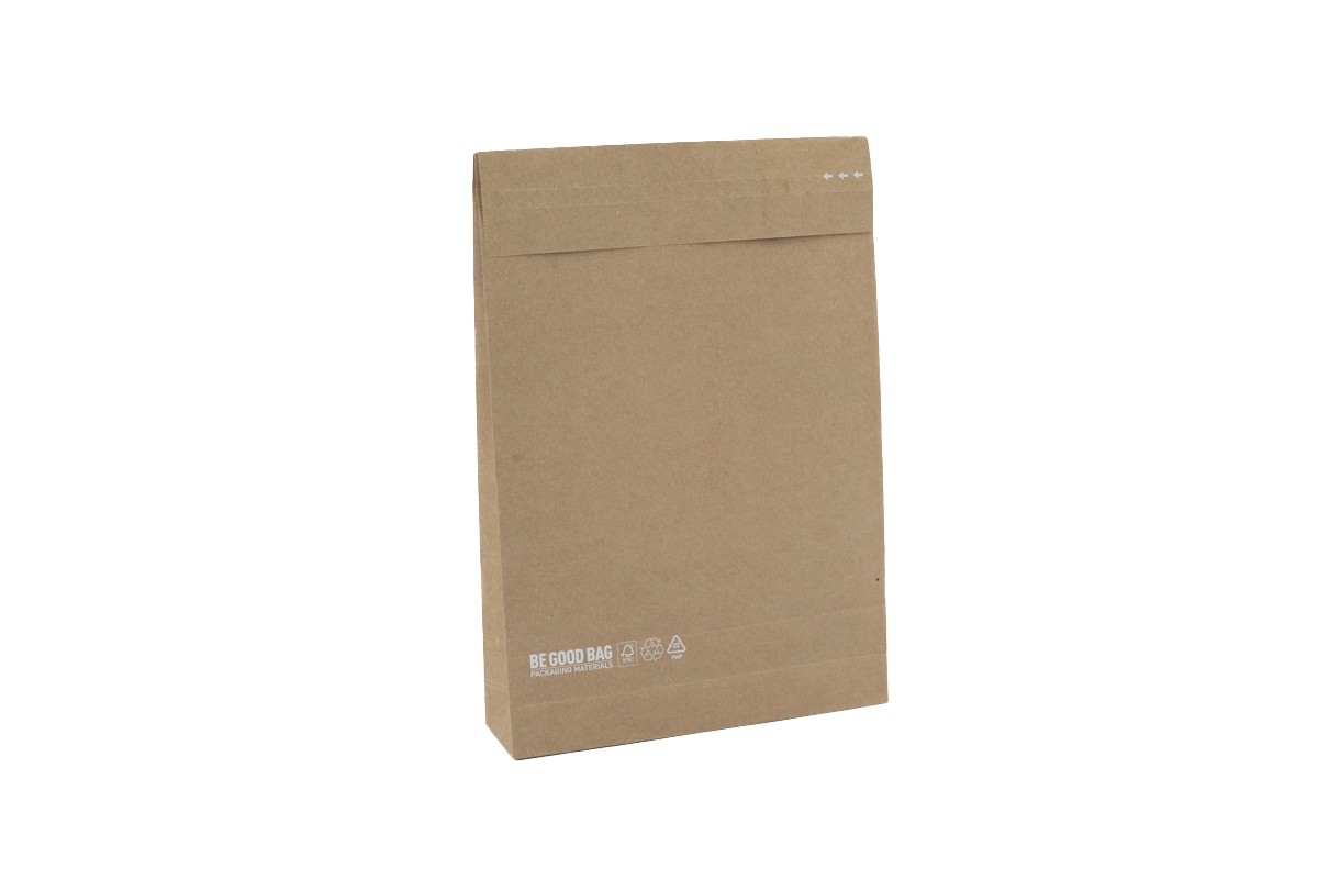 Papieren verzendzakken ''Be good bag'' - 320 x 430mm + 120mm (100st)