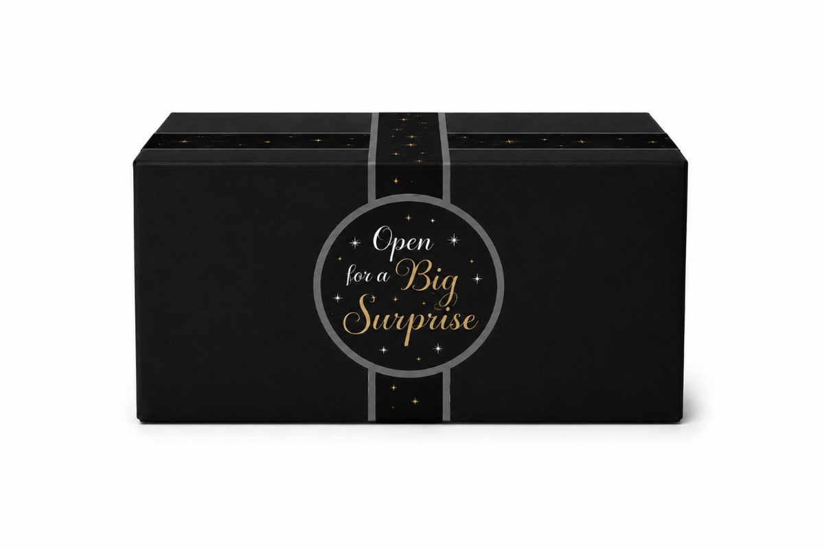 Geschenkdoos  "Big Suprise Kraft Black" - 390 x 290 x 232 mm 