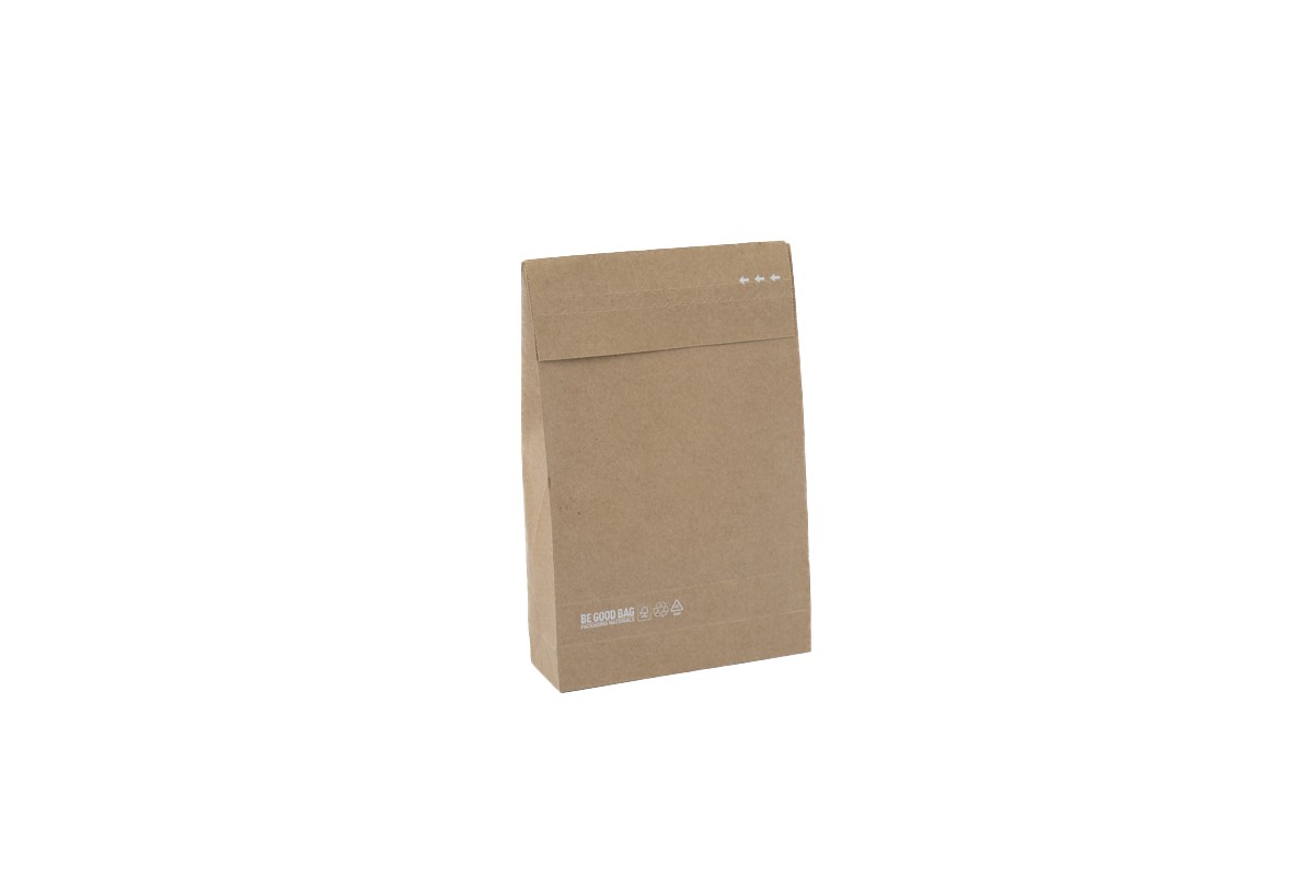 Papieren verzendzakken ''Be good bag'' 1 zijde bedrukt - 250 x 350mm + 50mm