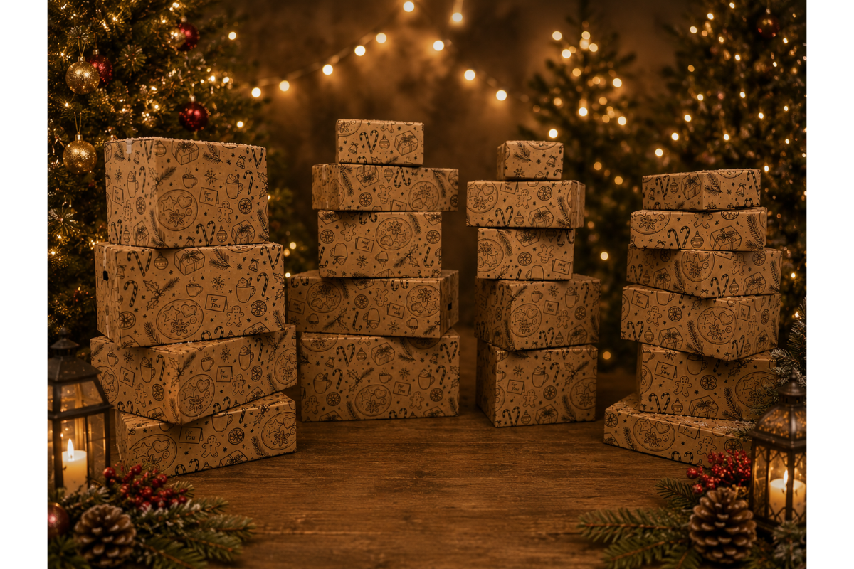 Kerstdoos "cosy" - 200 x 150 x 120mm