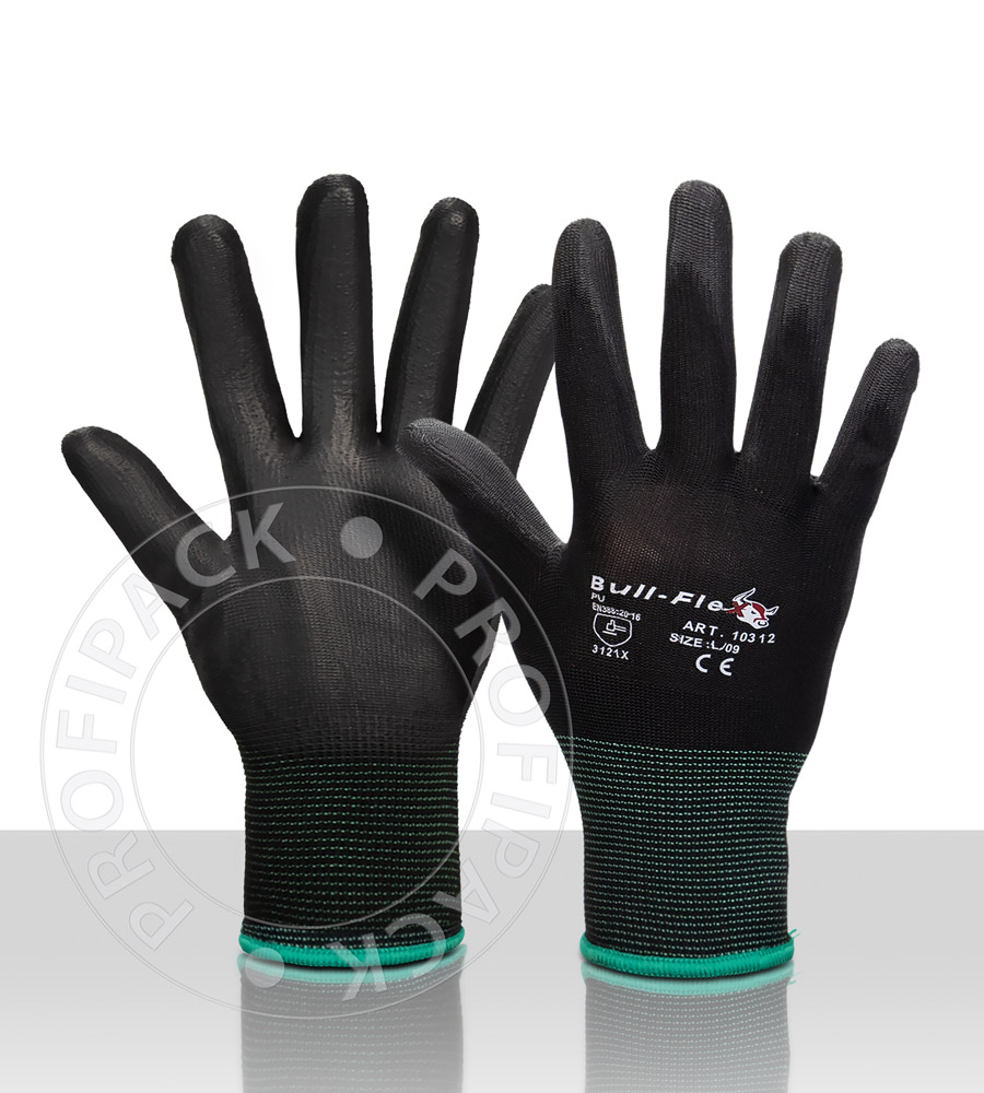 Bullflex PU nitril montagehandschoenen zwart - maat 9/L