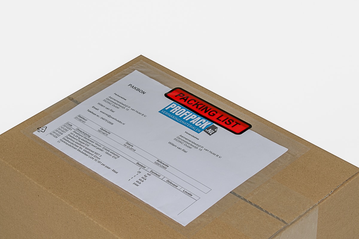 Paklijst enveloppen Packing List - 225 x 165mm (1.000 st)