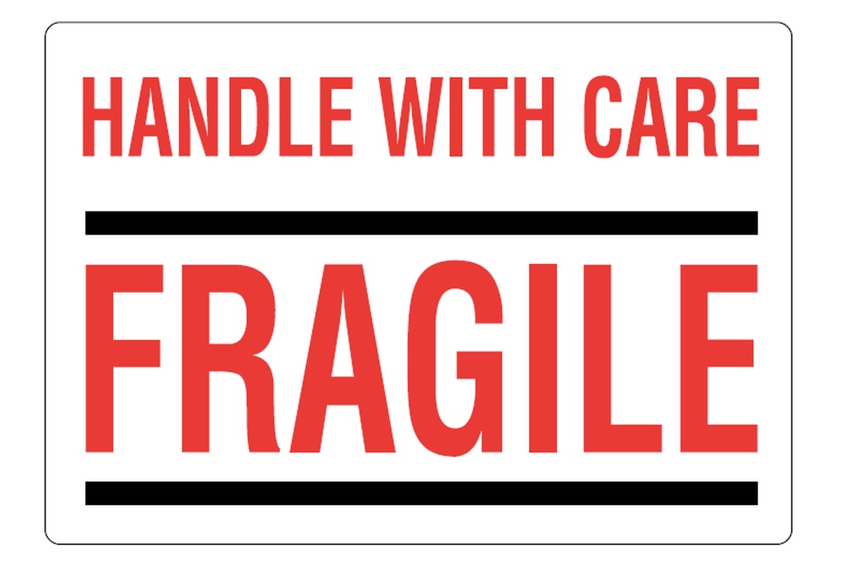 Waarschuwingsetiketten "Handle with care / Fragile" - 70 x 100mm (500 st)
