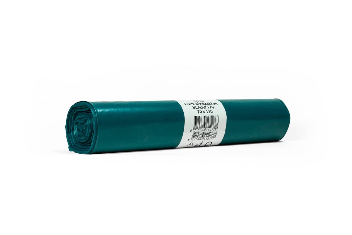 LDPE afvalzakken blauw 160 liter - 90 x 110cm x 55my (20 st)