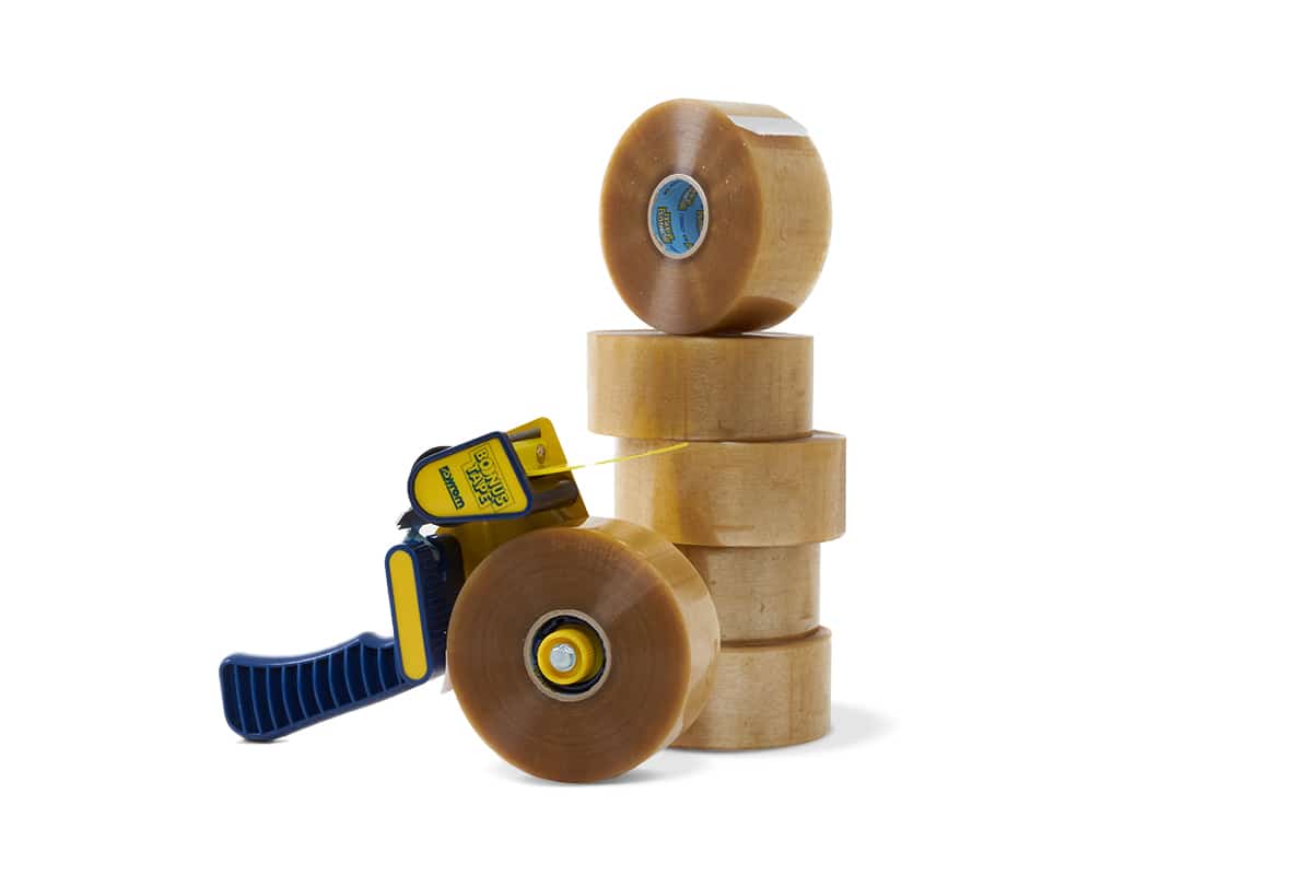 Bonus tape dispenser + 36 rol PP acryl tape transparant 200m