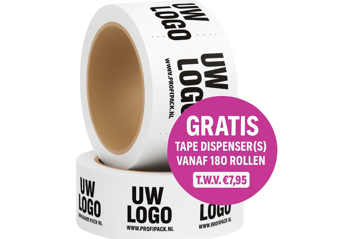 Bedrukte PVC tape - 50mm x 66m (2 kleuren) Bedrukte PVC tape - 50mm x 66m (2 kleuren)