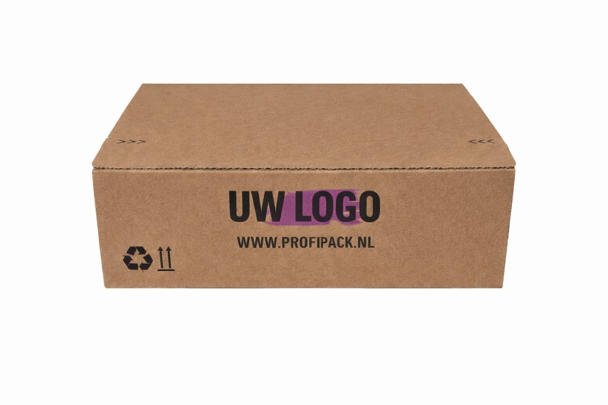 Autolock doos bruin 1 zijde bedrukt - 169 x 130 x 70mm 