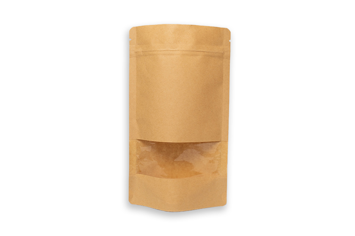 Kraftpapier stazakken bruin met venster 500ml - 130 x 225mm (100st)