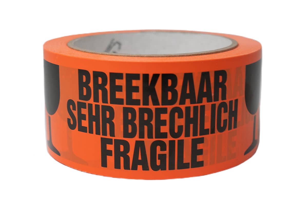PVC waarschuwingstape 'breekbaar/fragile' oranje - 50mm x 66m