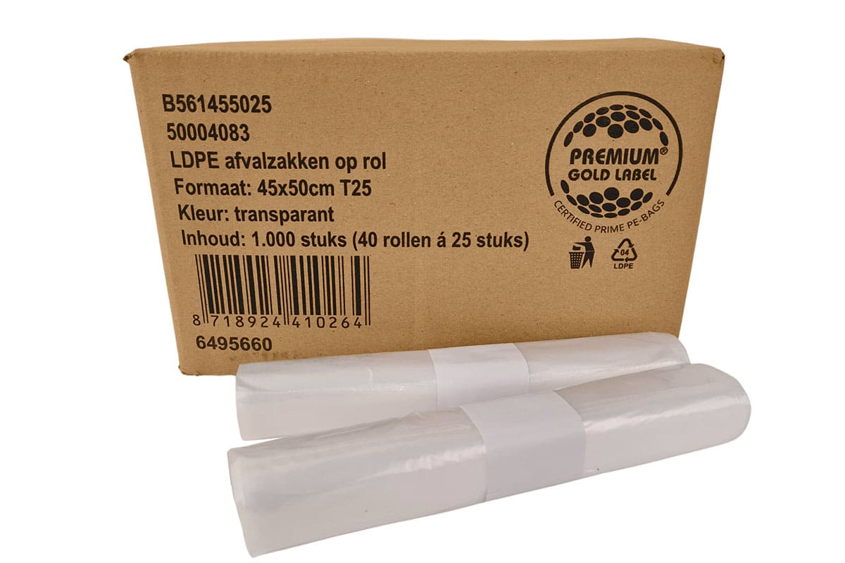 LDPE Afvalzakken transparant - 45 x 50cm (1000st)