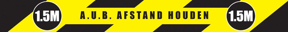 Sticker 'A.U.B. afstand houden' geel/zwart - 5x100 cm (4 st)
