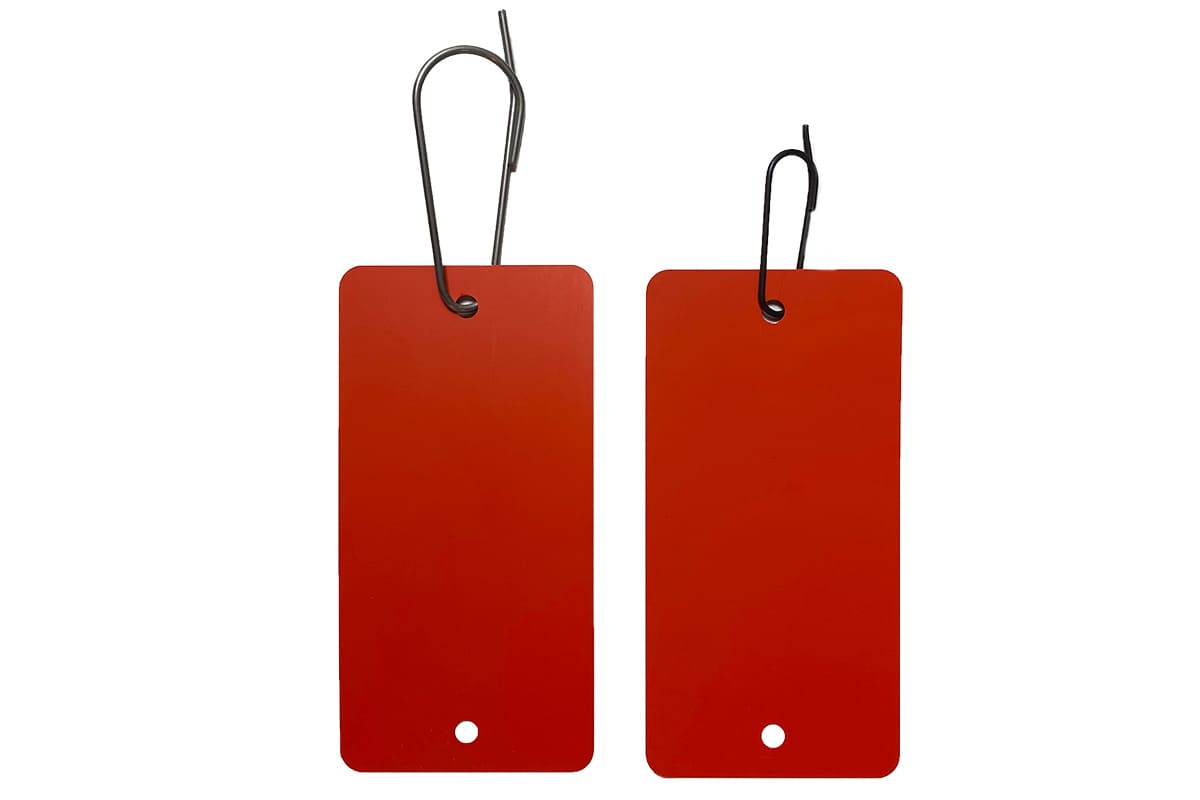 Metalen labels rood - 55 x 100mm (100 st)