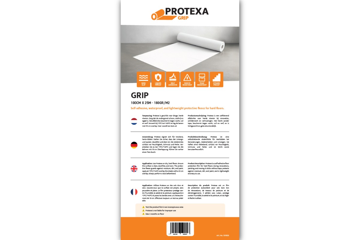 Protexa Grip Vloer afdekvlies wit - 100cm x 25m (180gr/m²)
