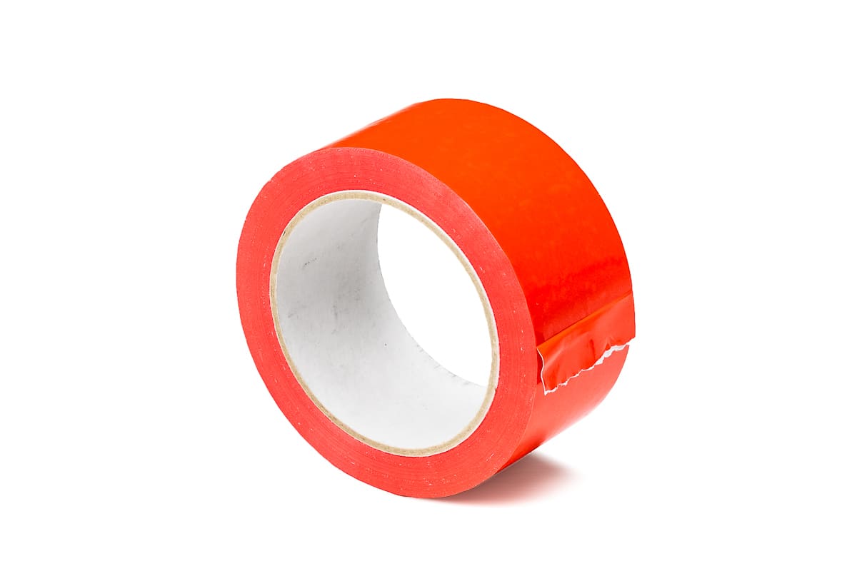 PVC tape transparant - 75mm x 66m rood, 50.0000 millimeter