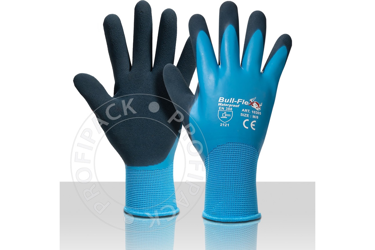 Bullflex Latex handschoenen waterafstotend - maat 9/L
