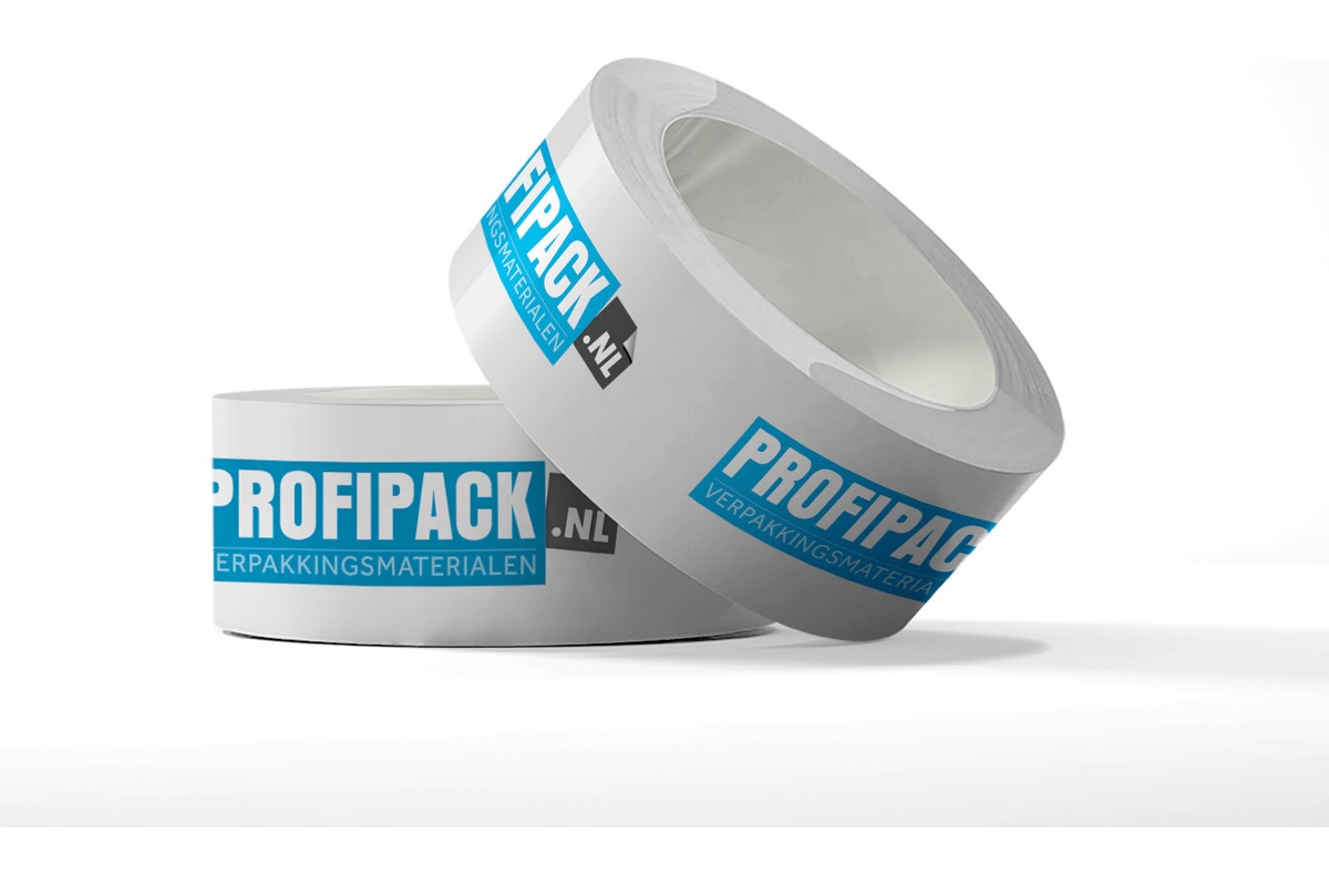 Bedrukte PP solvent tape - 50mm x 66m (2 kleuren)