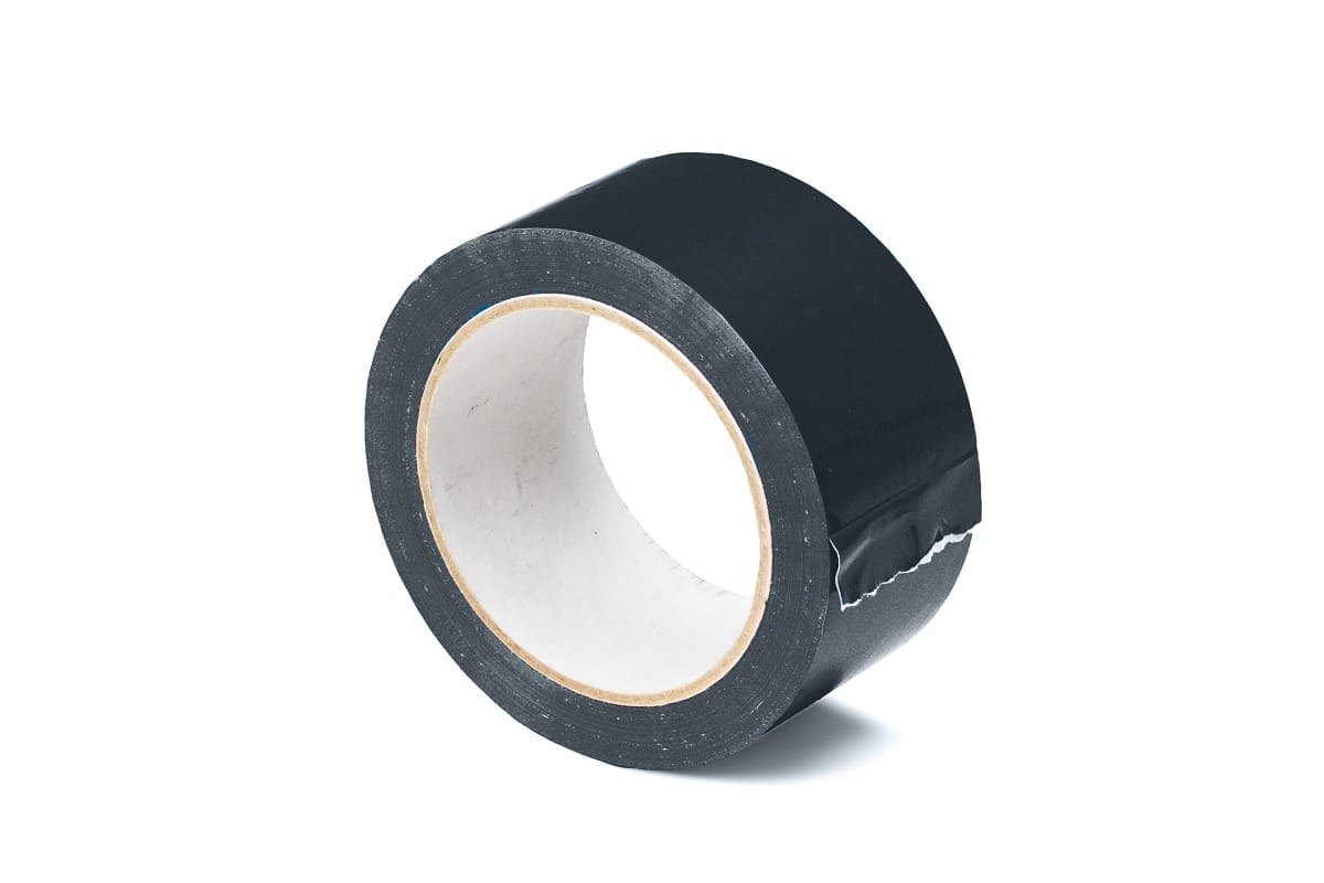 PVC tape geel - 50mm x 66m zwart, 50.0000 millimeter