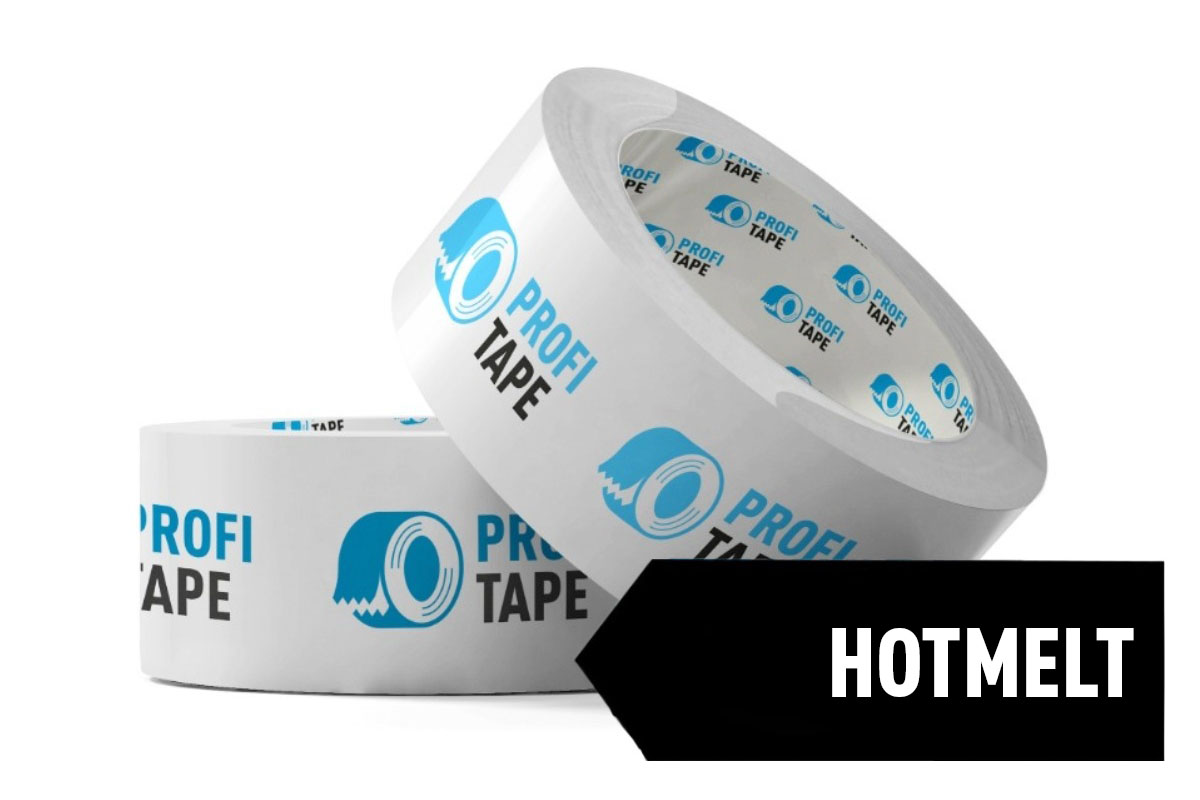 Bedrukte PP hotmelt tape - 75mm x 66m (2 kleuren)