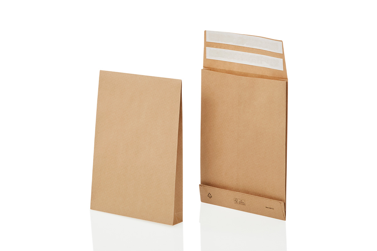 Papieren verzendzakken retour - 250 x 350 x 50 + 96 mm (250st)