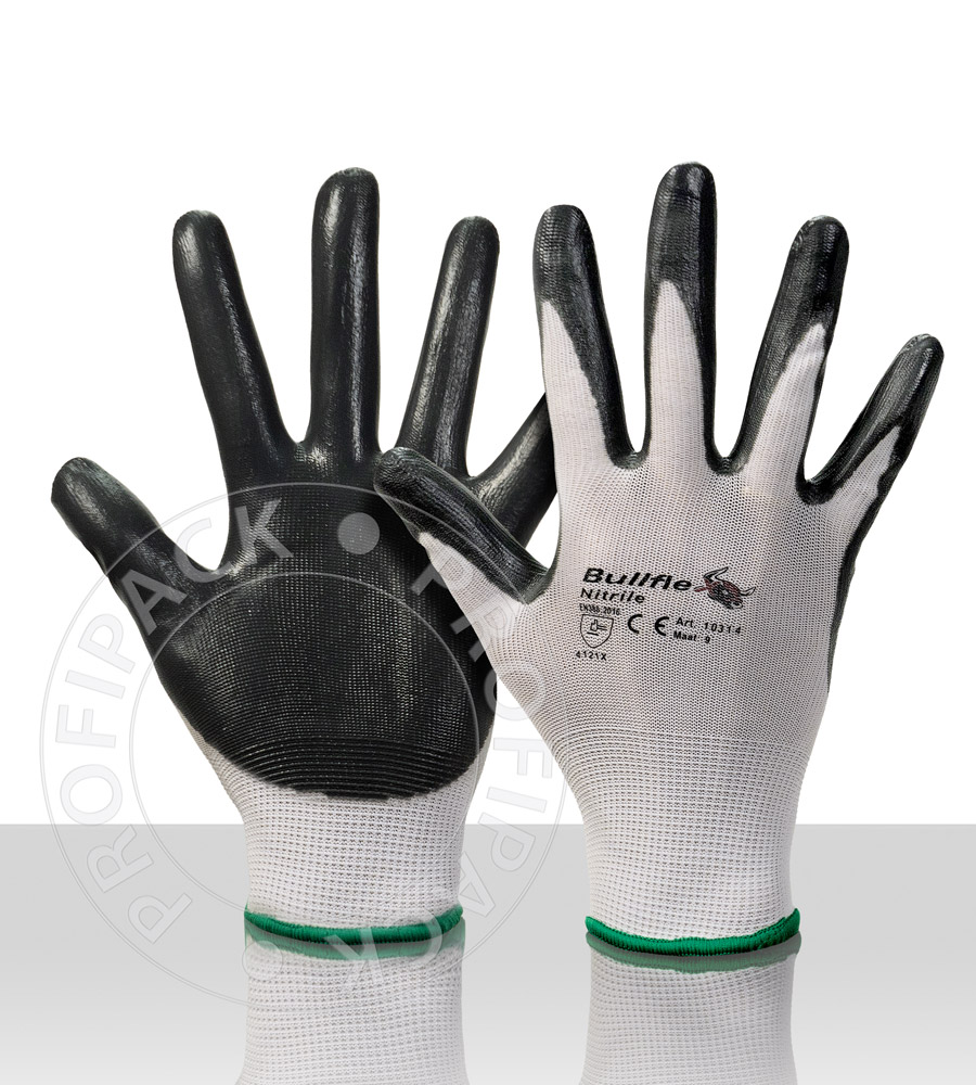 Bullflex PU nitril montagehandschoenen wit/grijs - maat 10/XL