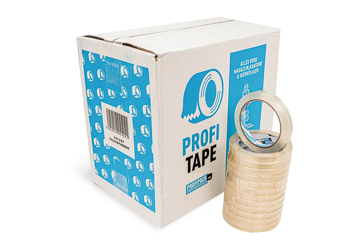 PP acryl tape transparant - 12mm x 66m