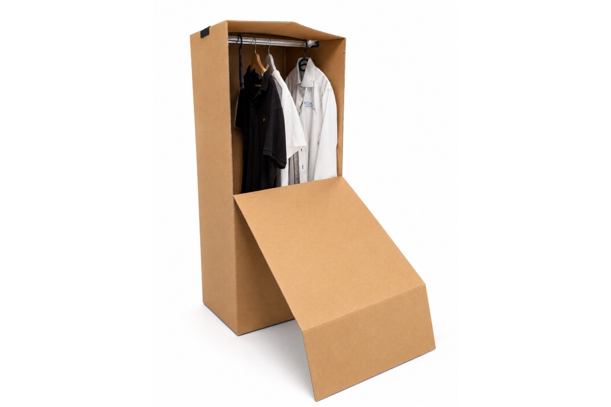 Kartonnen garderobe dozen - 493 x 493 x 1180mm + Metalen roede 