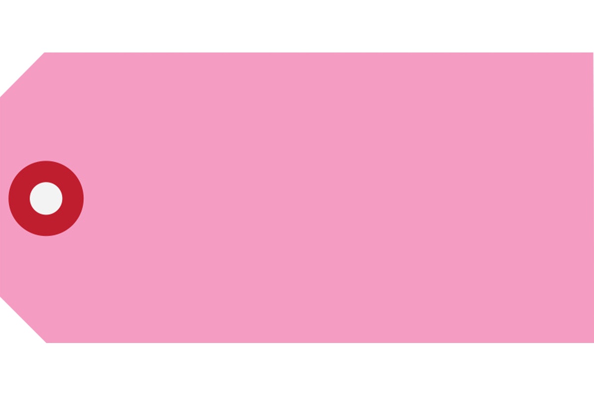 Kartonnen labels met versterkt oogje rood - 60 x 120mm (1000 st)