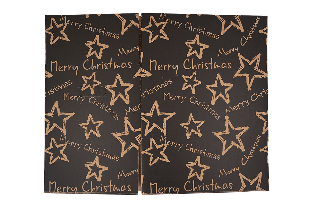 Kerstdoos ''Stars'' zwart - 390 x 290 x 232mm