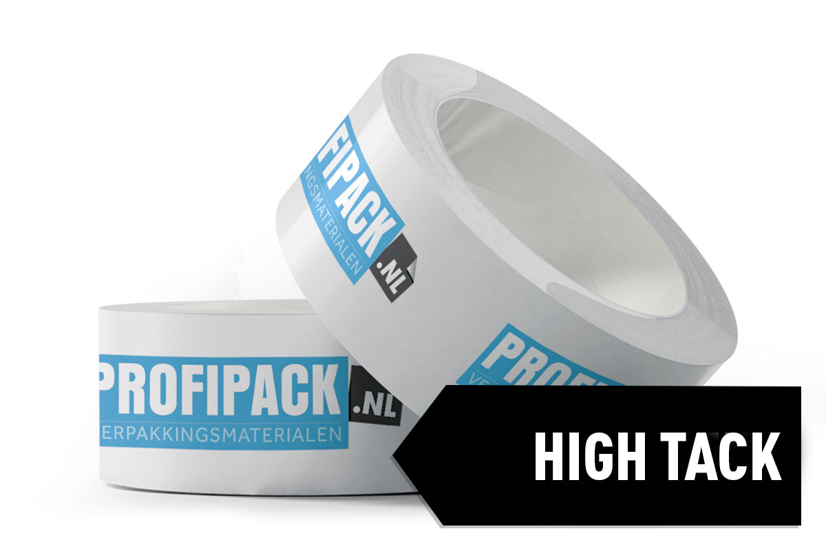 Bedrukte PP high tack tape - 75mm x 66m (2 kleuren)