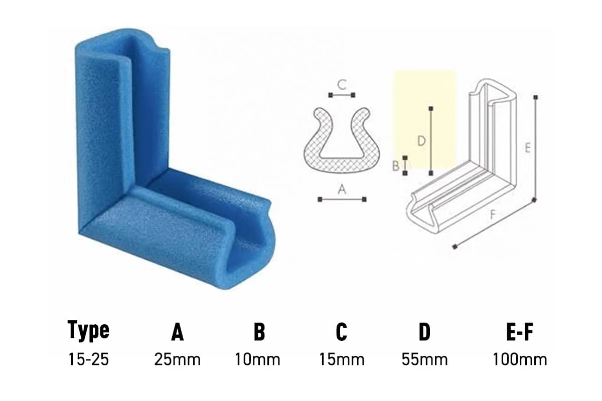 U Schuimprofiel hoekstuk - 10/24mm x 10cm (600 st)