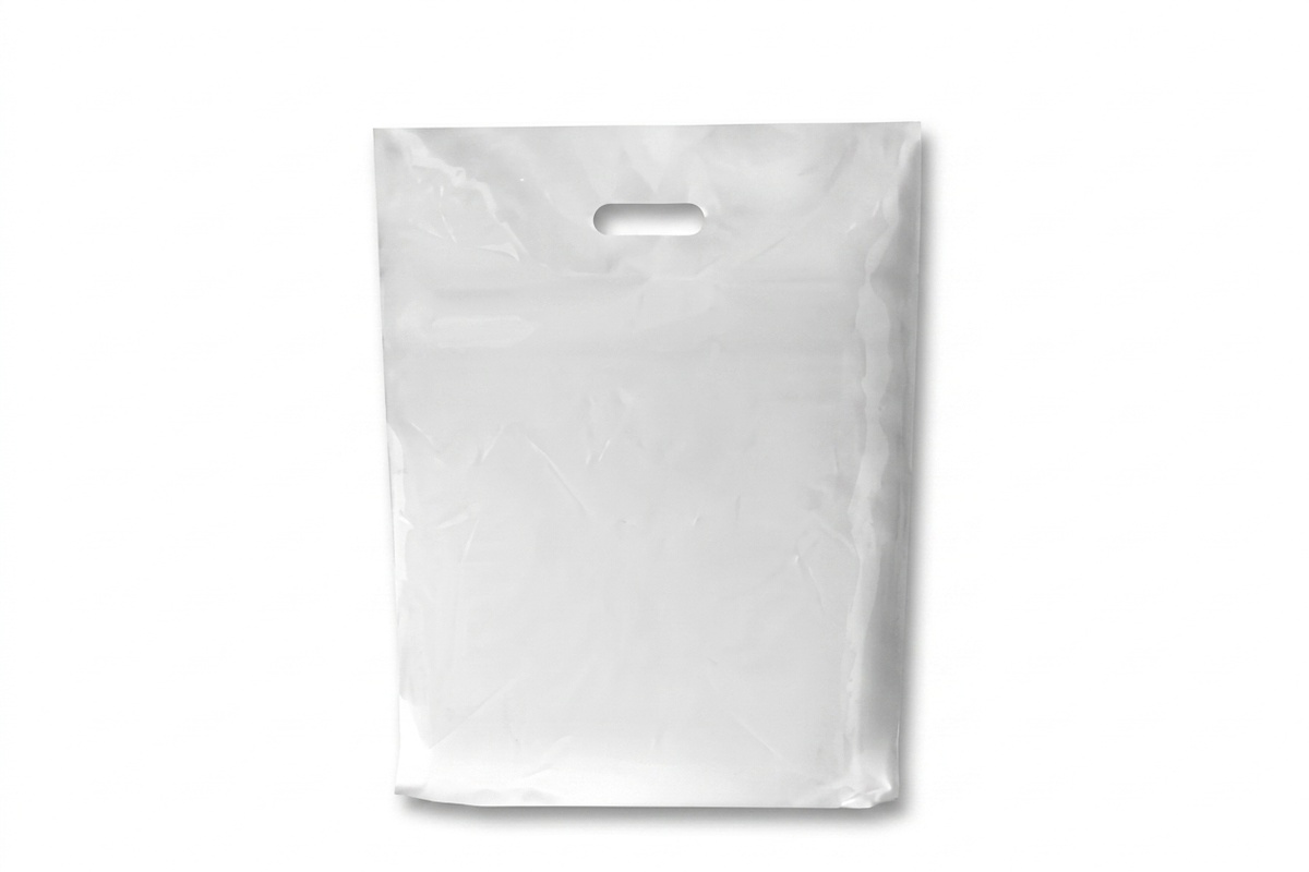 LDPE draagtassen wit - 450 x 510 + 2 x 40mm - 50my (500 st)