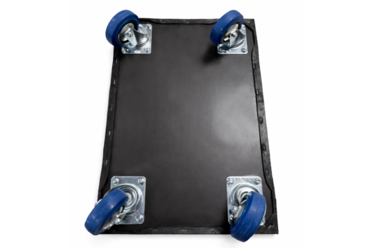 Meubelhondje met antislip zwart +  Rubber wiel blauw (300kg) - 40 x 60cm 