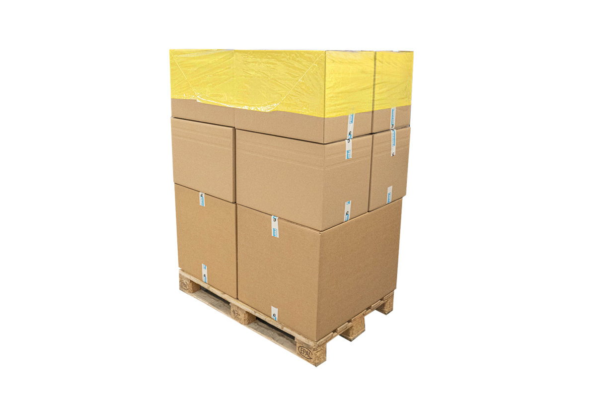 Pallet tophoezen geel - 100 x 120 x 30cm x 50my (100st)