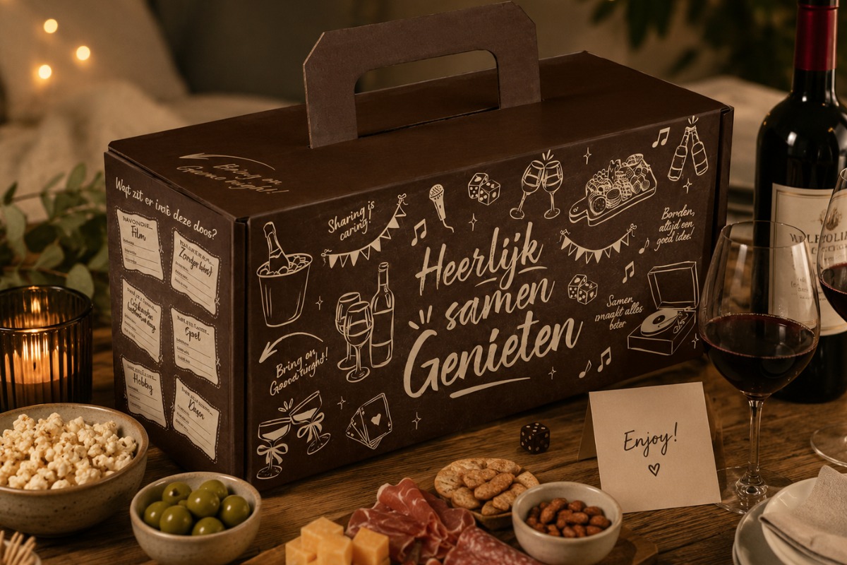 Borrelbox "heerlijk samen genieten" - 390 x 200 x 120mm