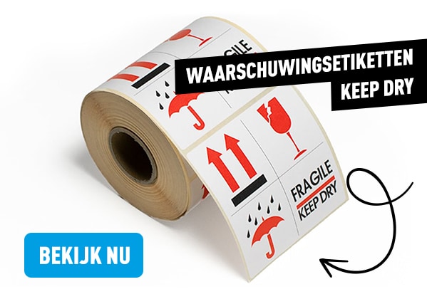 waarschuwingsetiket 'Fragile - keep dry'