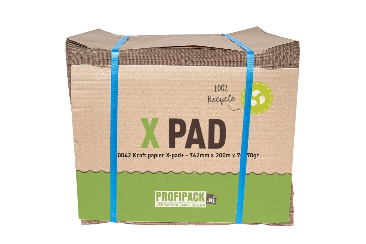 Kraft papier X-pad+ dubbelvouw - 762mm x 200m x 70/70gr