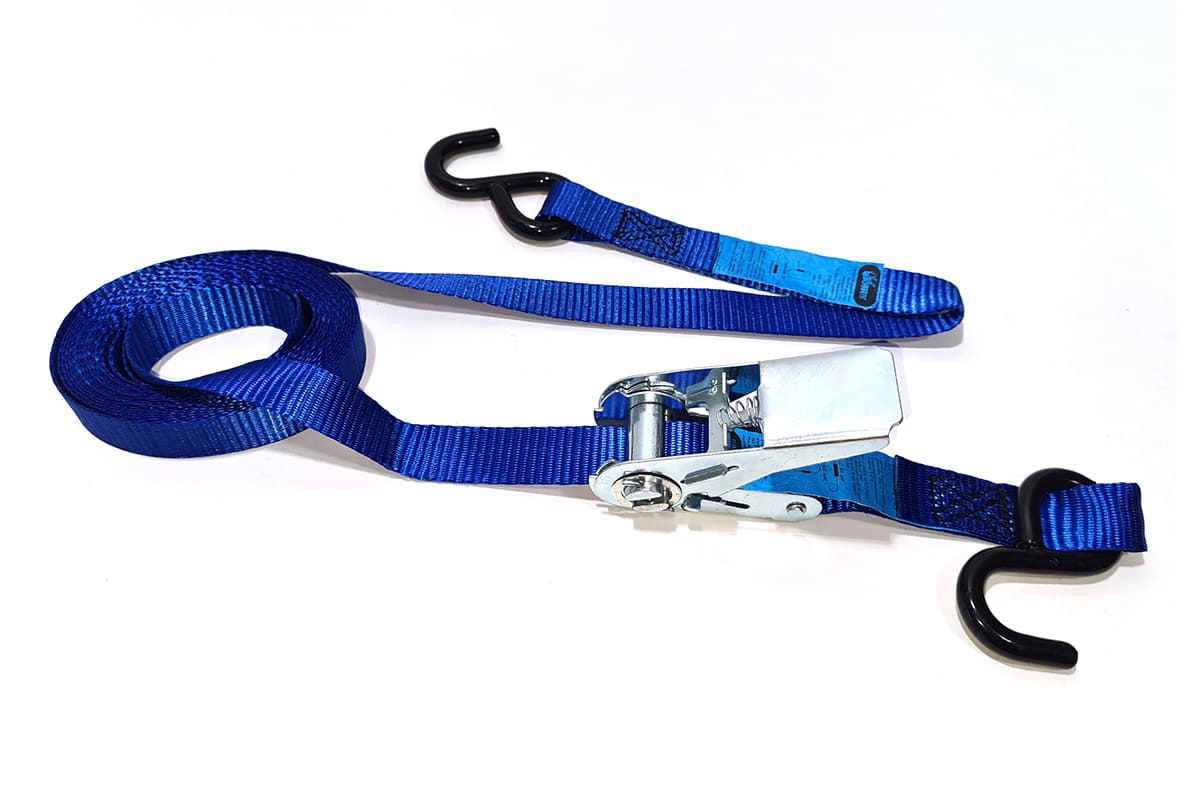Spanband 2-delig heavy duty S haak met ratel - 25mm x 5m (0,6 ton)