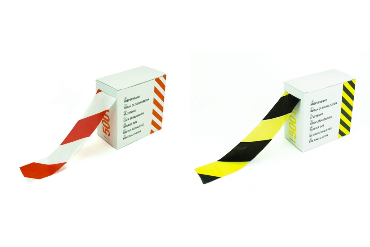 Afzetlint geel/zwart - 75mm x 500m
