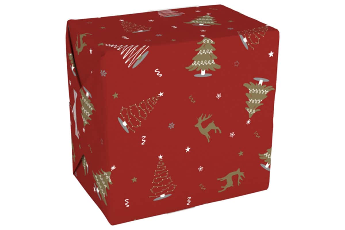 Kerst inpakpapier wonderful time rood - 200m x 30cm (80g/m²)