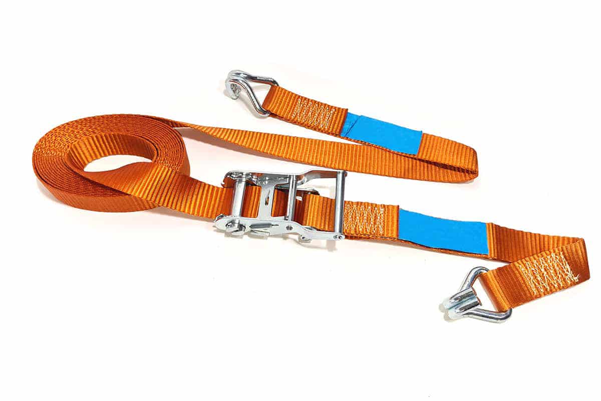 Spanband 2-delig oranje met J haak - 38mm x 6m (2 ton)