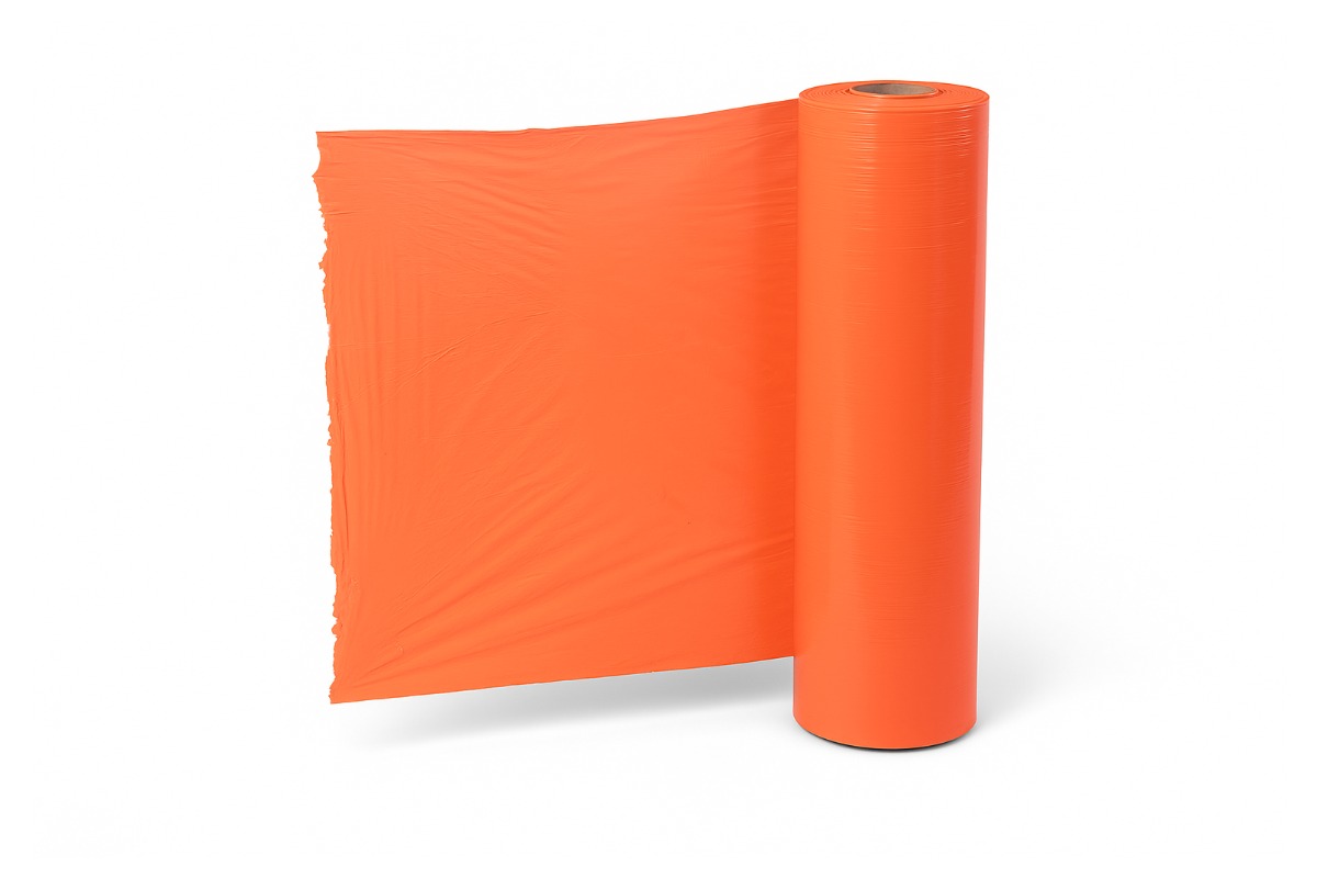 Handwikkelfolie oranje - 50cm x 300m x 20my Handwikkelfolie oranje - 50cm x 300m x 20my