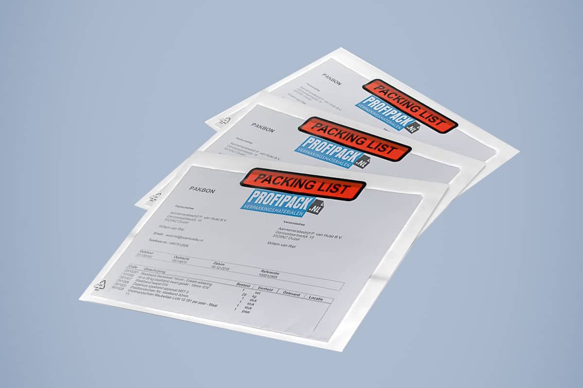 Paklijst enveloppen Documents Enclosed, verzendmateriaal