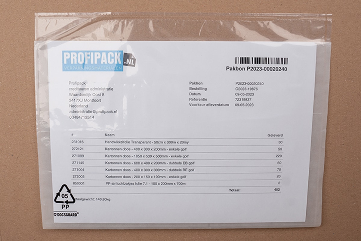 Paklijst enveloppen blanco - 225 x 165mm (250 st)