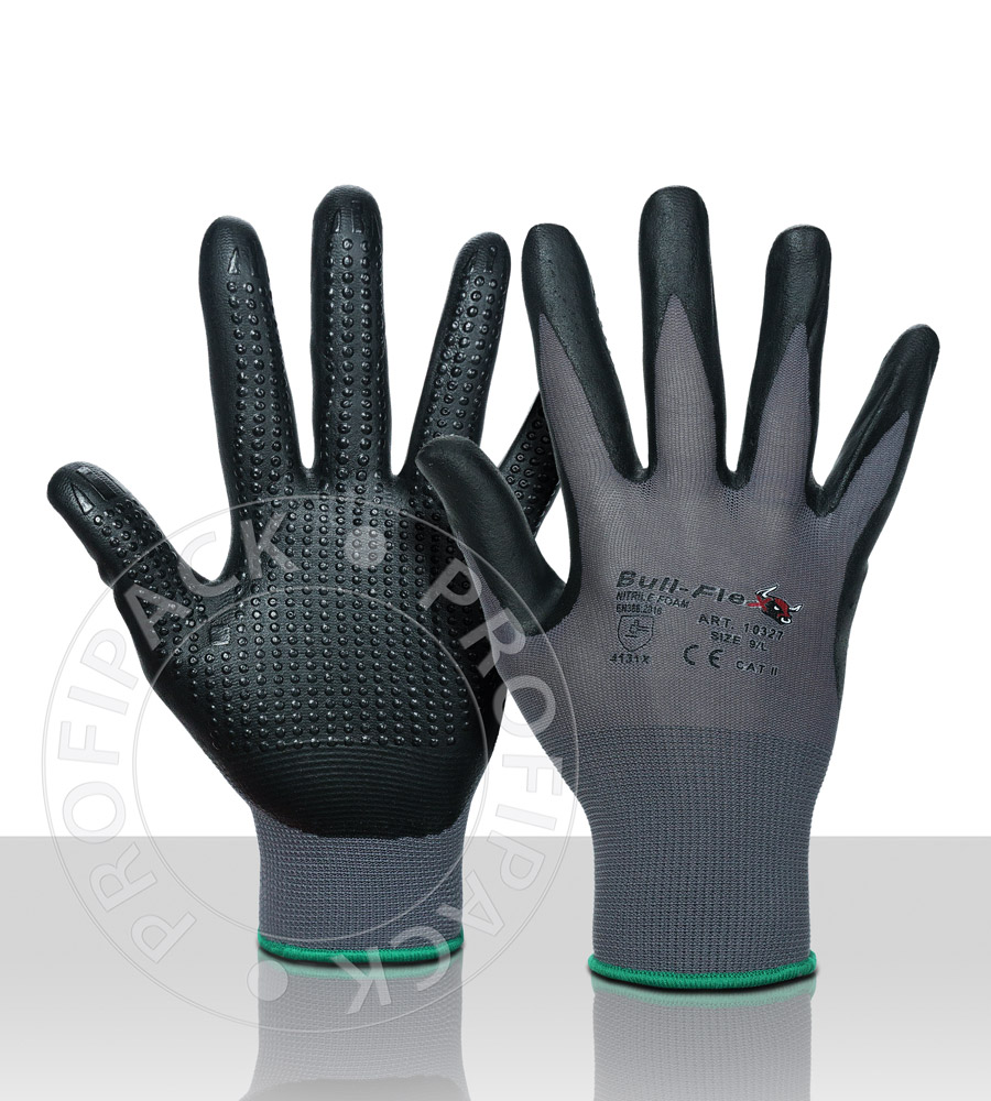 Bullflex Nitril antislip montagehandschoenen - maat 10/XL 9/L