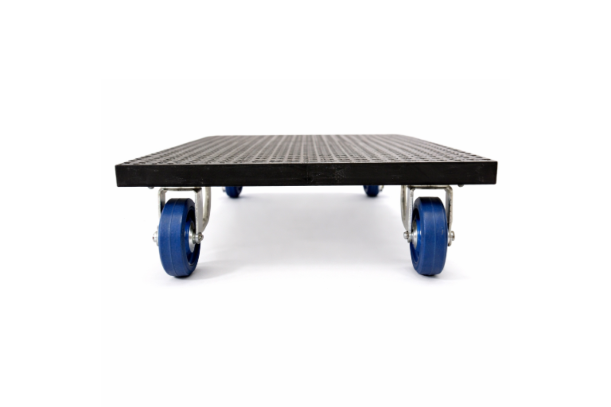 Meubelhondje met antislip zwart +  Rubber wiel blauw (300kg) - 40 x 60cm 
